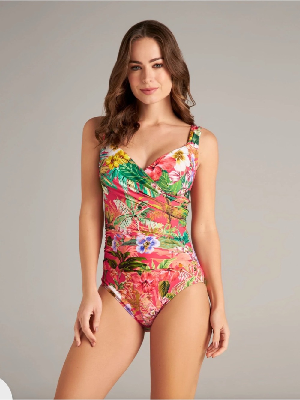JANTZEN Palms & Tropics Jolie Surplice One-Piece Swimsuit Size 4, NWT